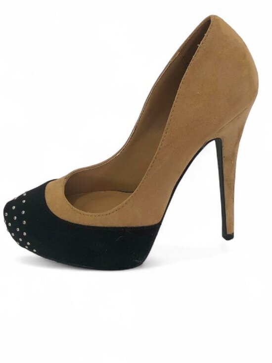 Penny Loves Kenny Women's Suede 5" Pumps Metallic Silver Studded Toe Size 7 New - Picture 8 of 15